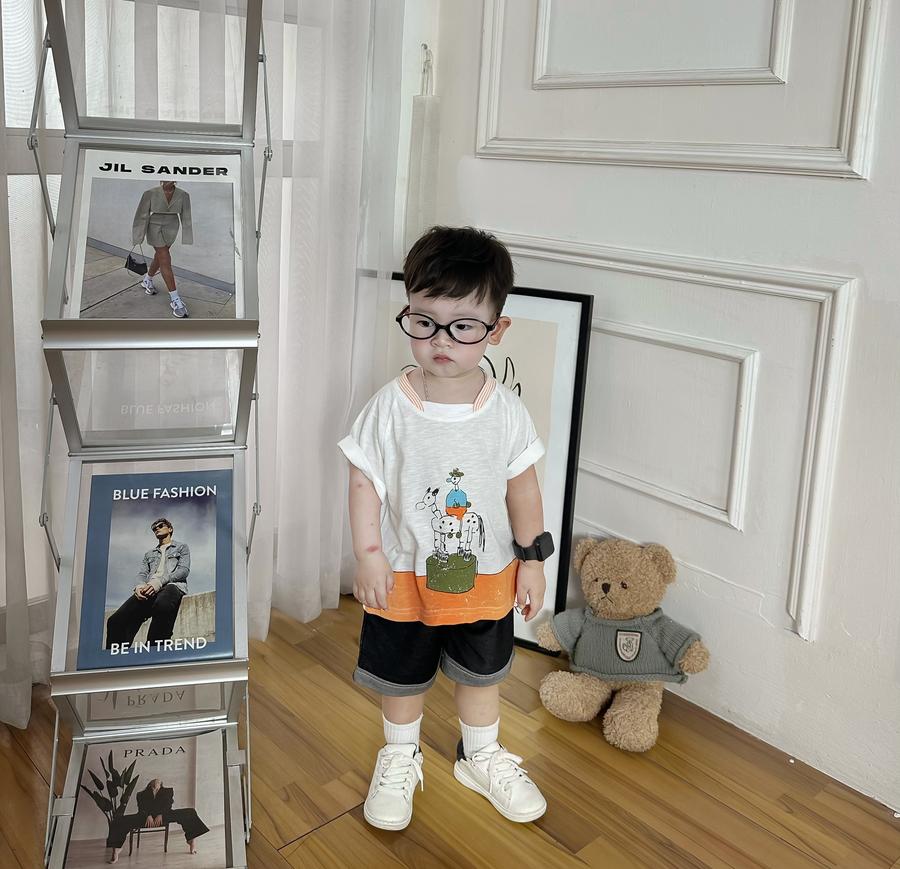 SB2274- bộ cọc tay cổ tròn in hình chú bé cưỡi ngựa