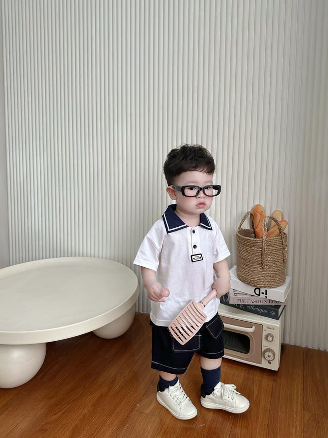 A2308- áo polo phối cổ đính logo dưới nep