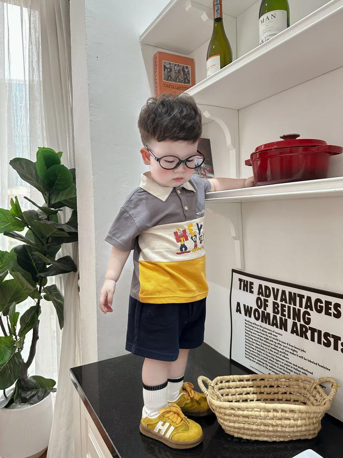 SB2255- bộ polo phối than in chuột mickey, hey