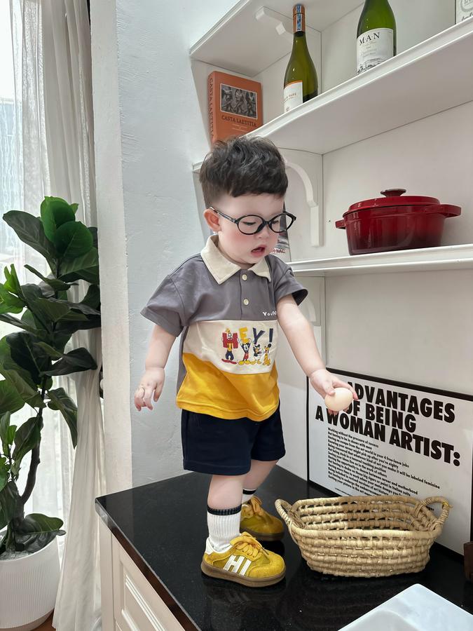 SB2255- bộ polo phối than in chuột mickey, hey