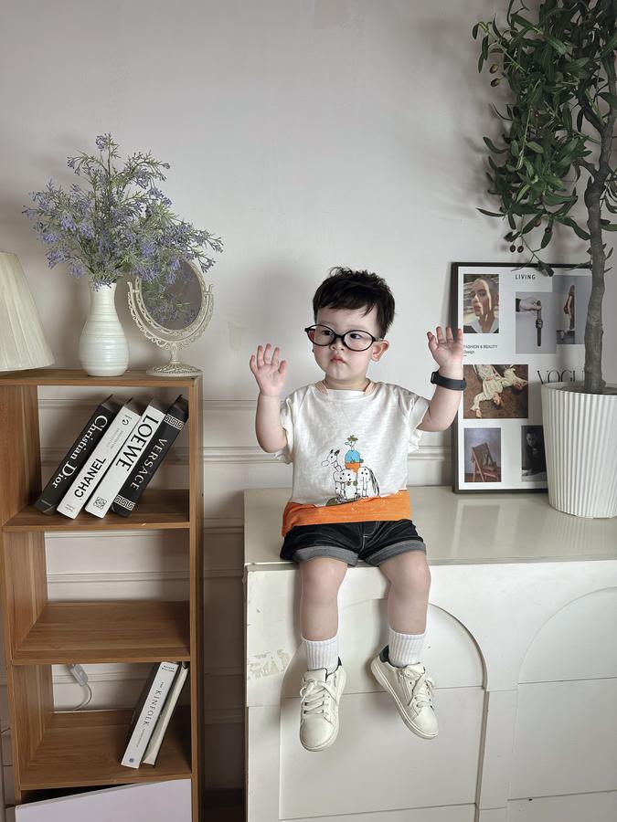 SB2274- bộ cọc tay cổ tròn in hình chú bé cưỡi ngựa