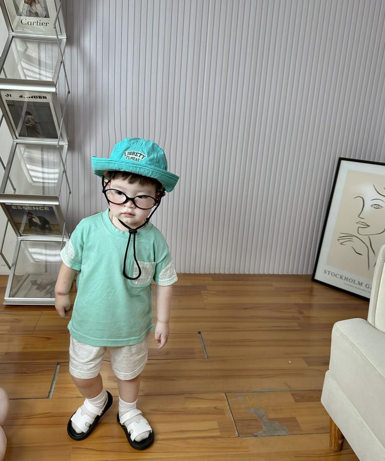 SB2279- bộ cộc tay phối tay, túi kẻ