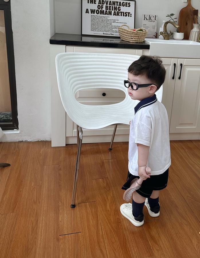 A2308- áo polo phối cổ đính logo dưới nep