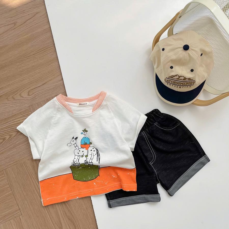 SB2274- bộ cọc tay cổ tròn in hình chú bé cưỡi ngựa