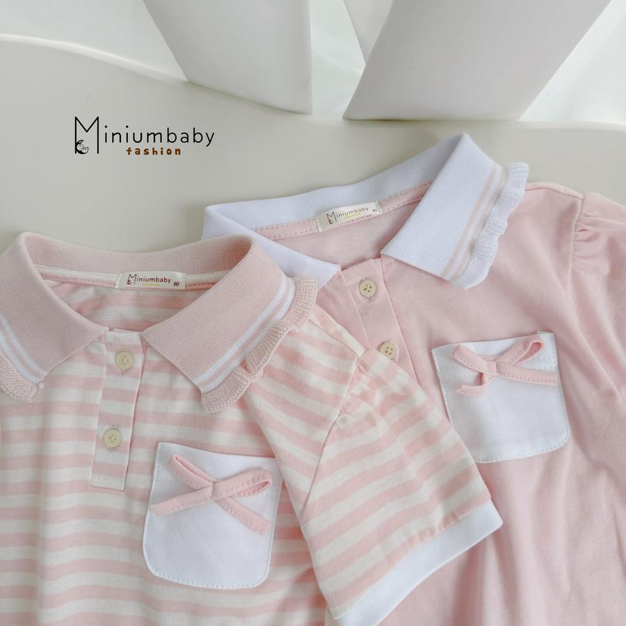 SB2304-bộ cộc cổ bèo túi ngực đính nơ