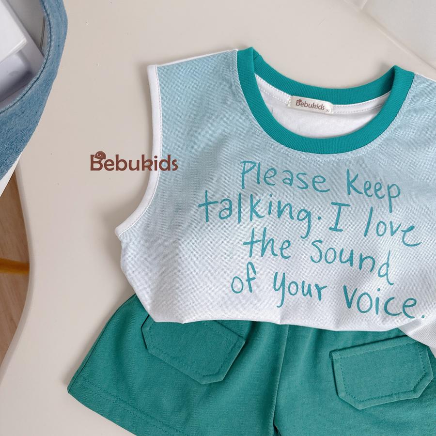 SB2311- bộ sát nách phối cổ in chữ please keep talking