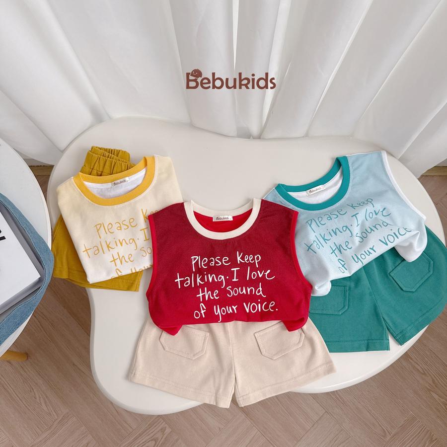 SB2311- bộ sát nách phối cổ in chữ please keep talking