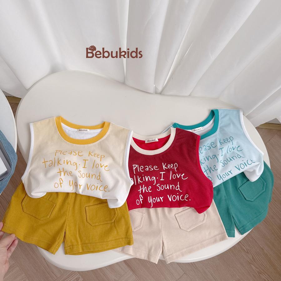 SB2311- bộ sát nách phối cổ in chữ please keep talking