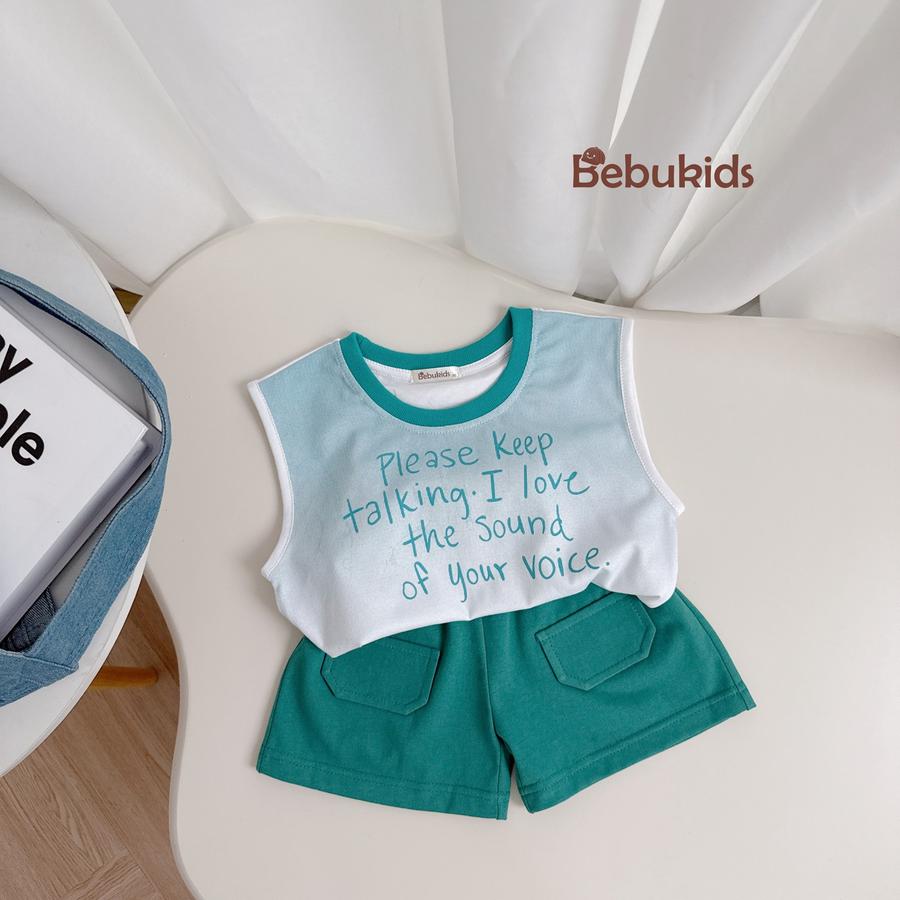 SB2311- bộ sát nách phối cổ in chữ please keep talking