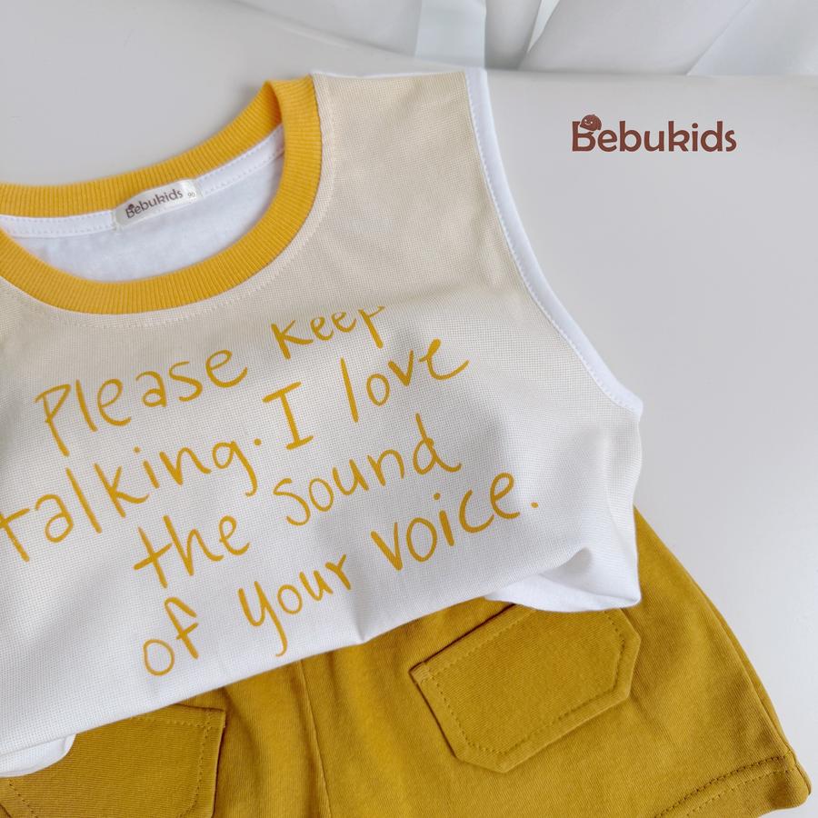 SB2311- bộ sát nách phối cổ in chữ please keep talking