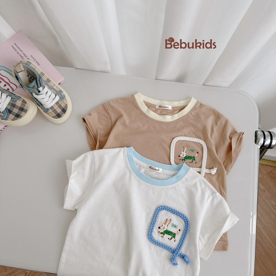 SB2330- bộ cộc tay túi viền dây in chú cũn phối quần karo cún