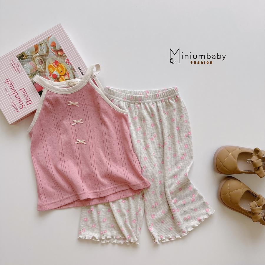 SB1963- bộ cổ yêm bé gái, quần lỡ hồng