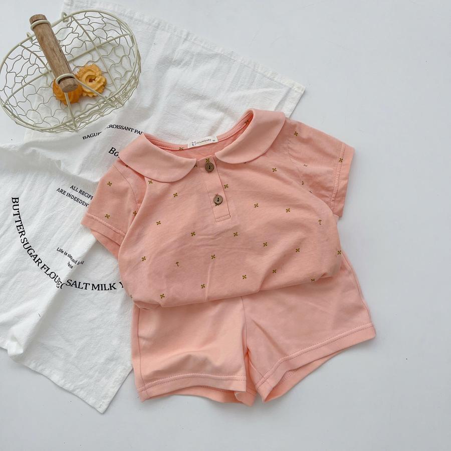 SB2124A- bộ cộc tay cổ sen họa tiết bé gái