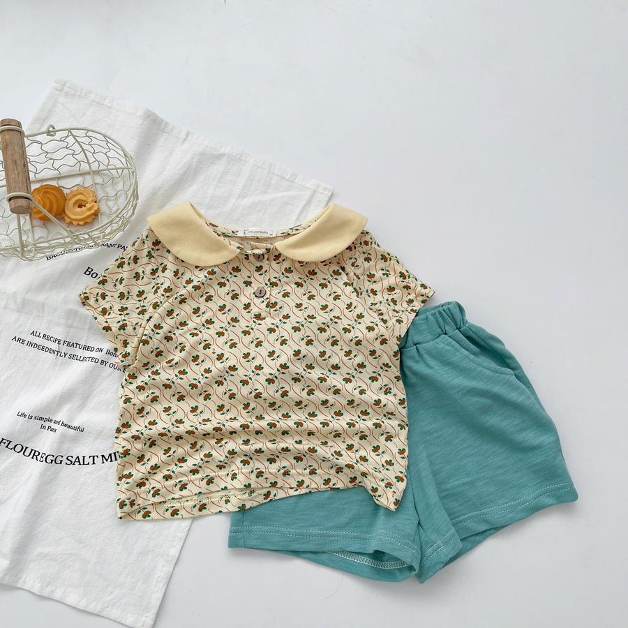 SB2124A- bộ cộc tay cổ sen họa tiết bé gái