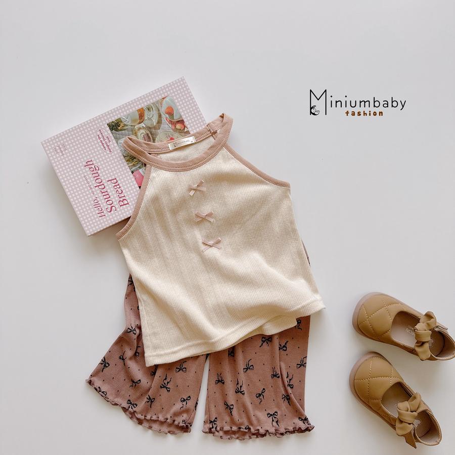 SB1963- bộ cổ yêm bé gái, quần lỡ nâu