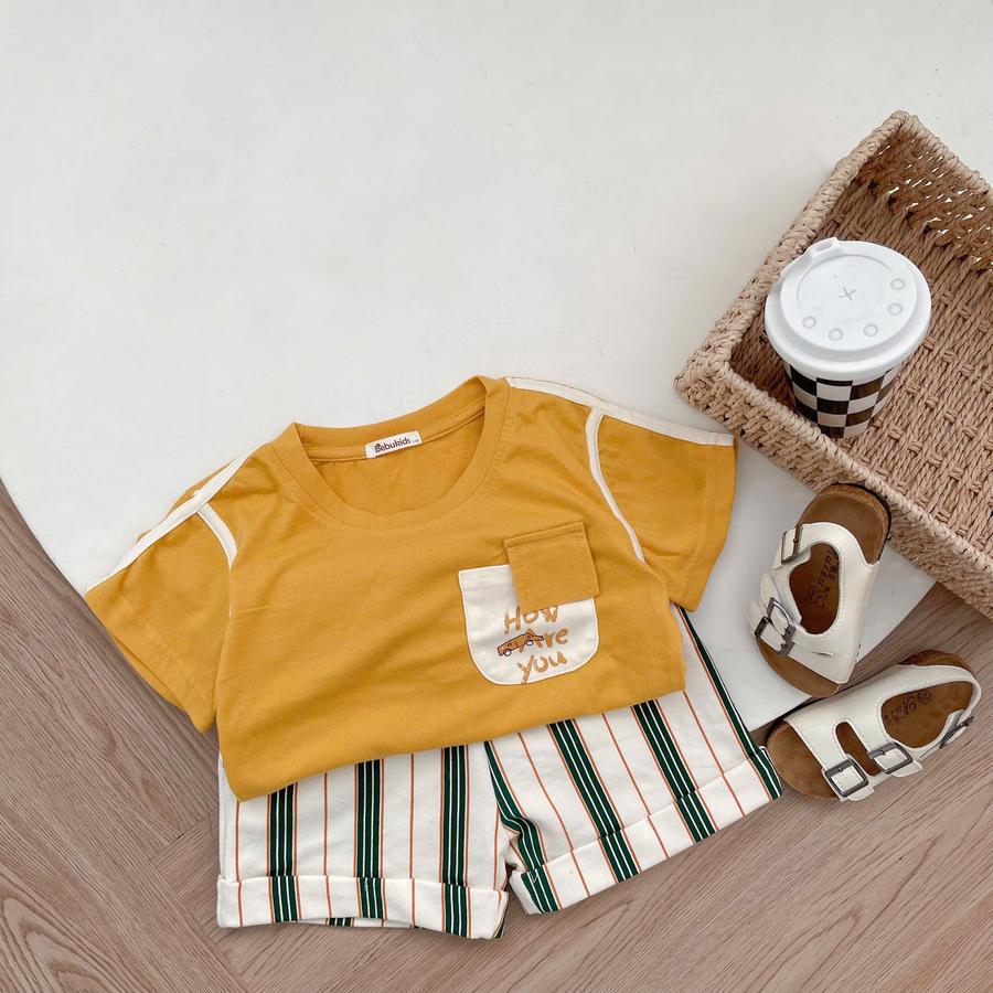 SB2386- bộ polo mix màu bé trai vàng