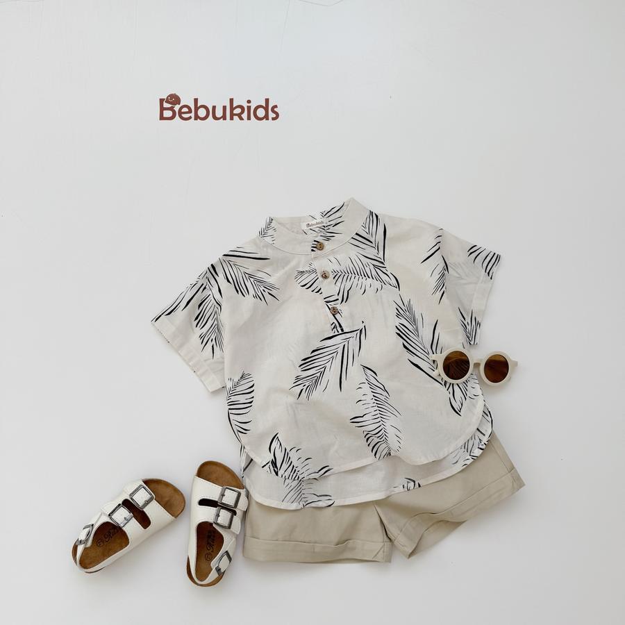 SB2326- bộ sơ mi bé trai in dừa, dưa hấu