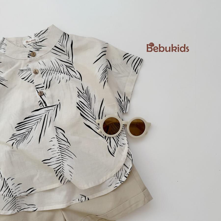 SB2326- bộ sơ mi bé trai in dừa, dưa hấu