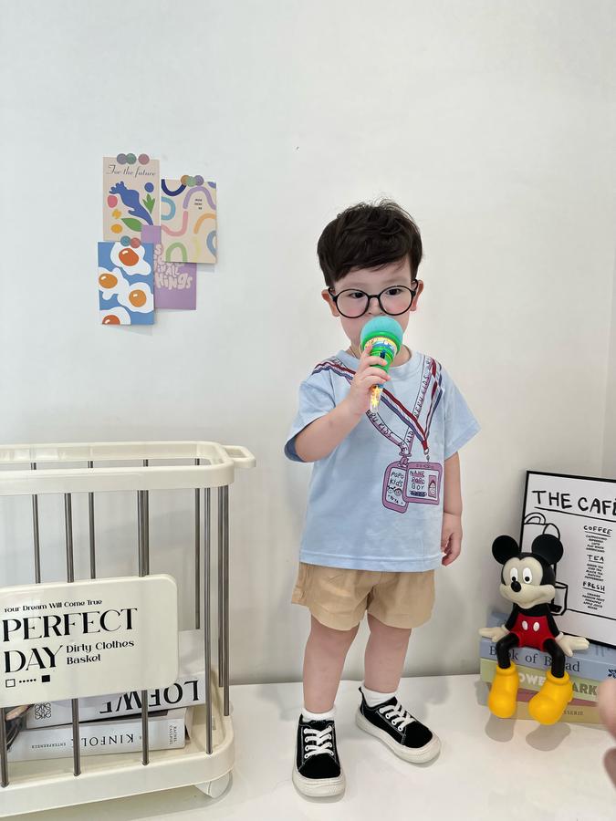 SB2338- bộ cộc tay bé trai in 2 dây thẻ