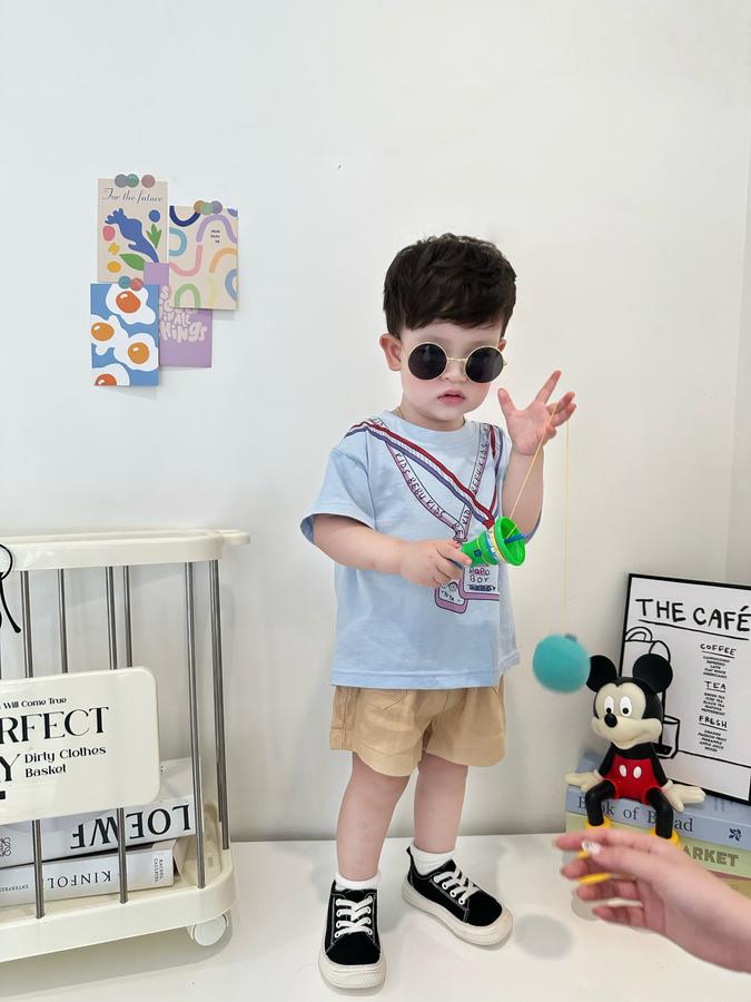 SB2338- bộ cộc tay bé trai in 2 dây thẻ