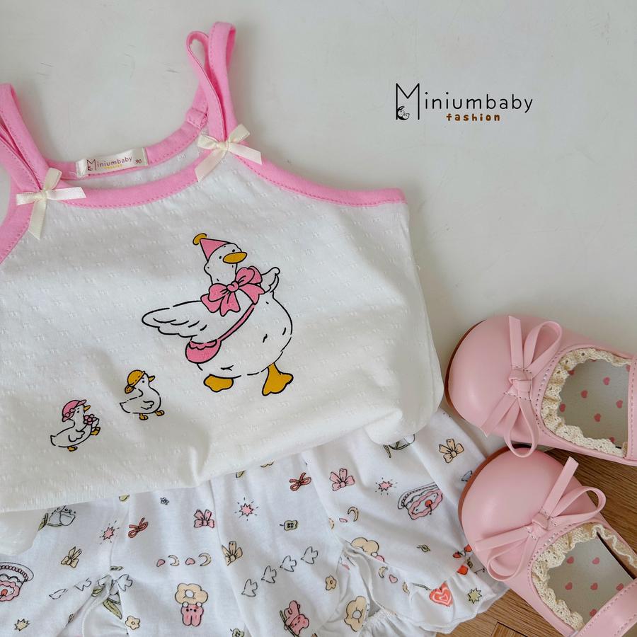 SB2359- bộ 2 dây bé gái in đàn vịt