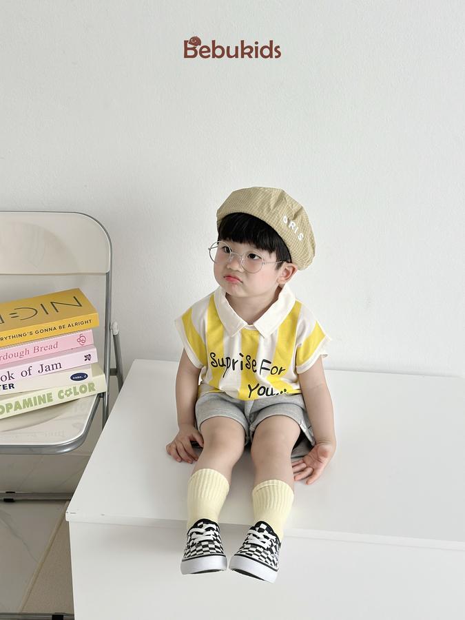 SB1978-bộ polo sát nách in chữ suprise for you