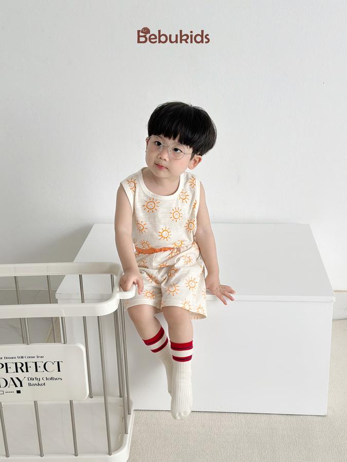 SB2327- bộ ba lỗ in mặt trời bé trai