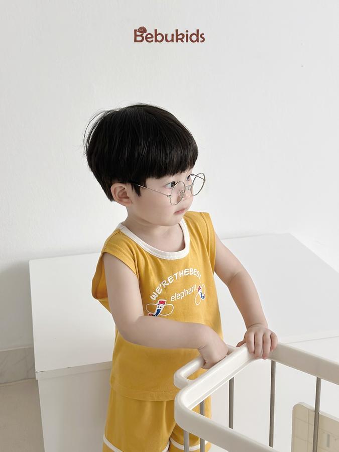 SB2328- bộ sát nách bé trai in voi