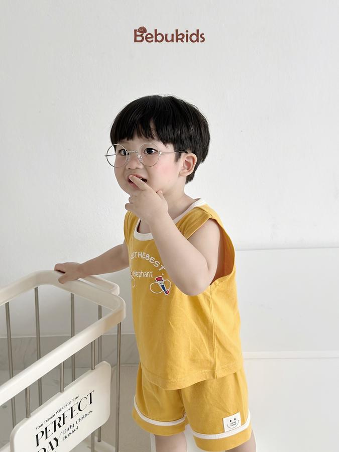 SB2328- bộ sát nách bé trai in voi