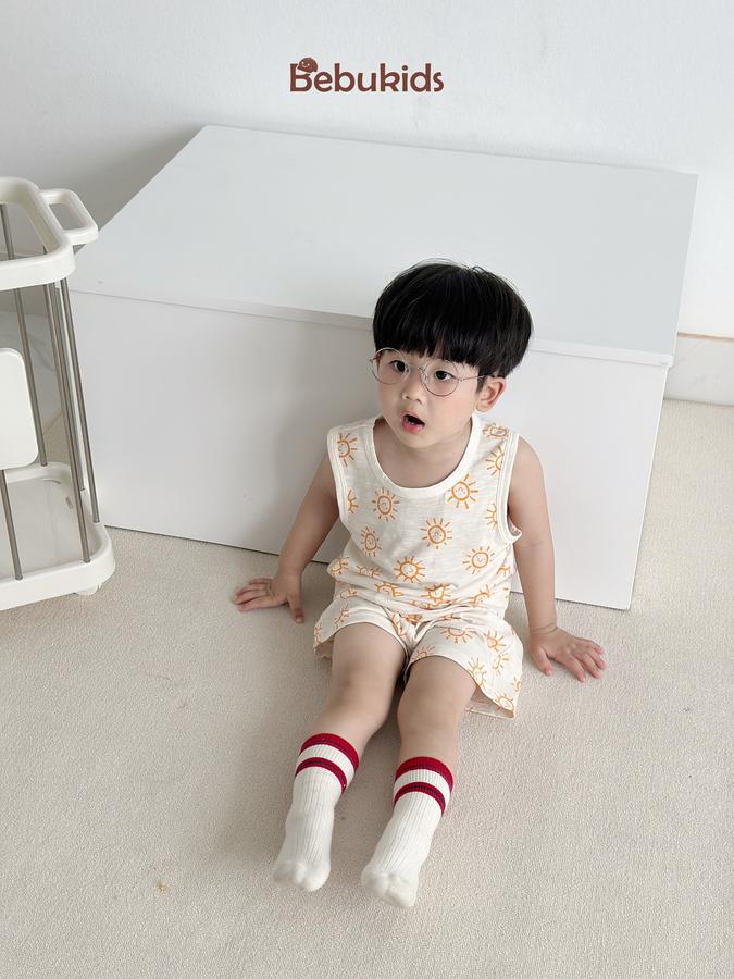 SB2327- bộ ba lỗ in mặt trời bé trai