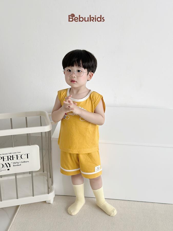 SB2328- bộ sát nách bé trai in voi