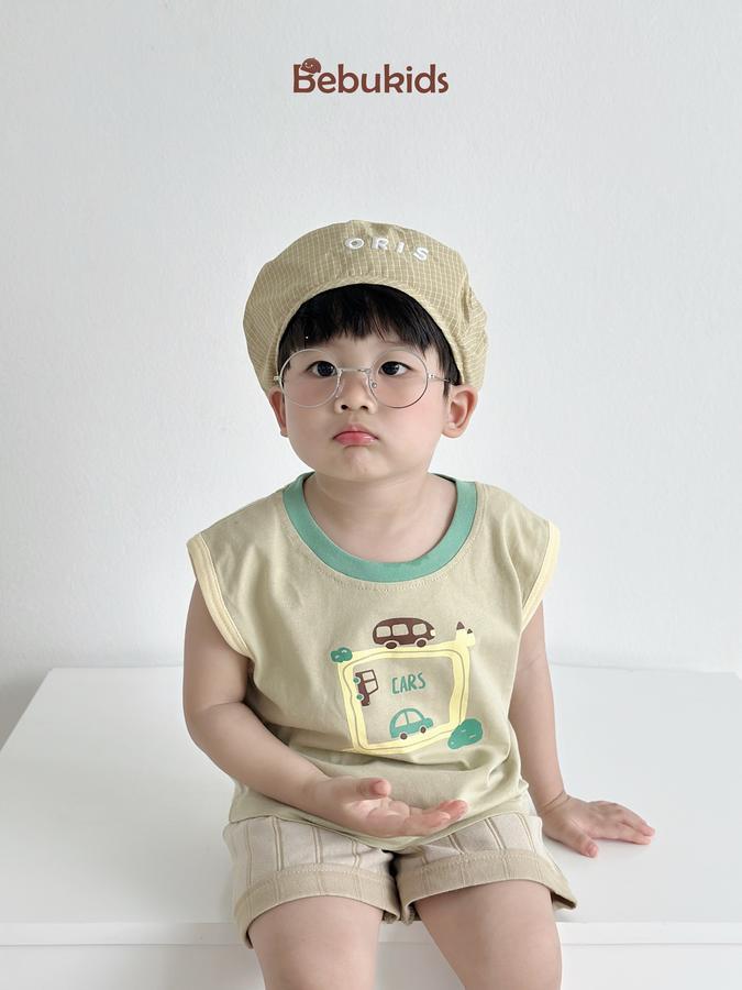 SB2333- bộ sát nách in ô vuông, ô tô