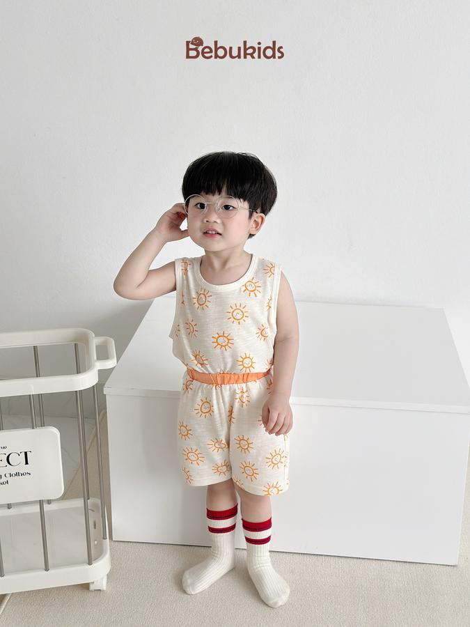 SB2327- bộ ba lỗ in mặt trời bé trai