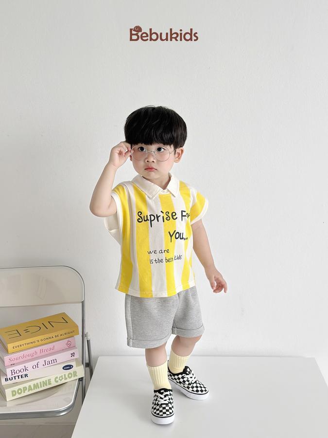 SB1978-bộ polo sát nách in chữ suprise for you