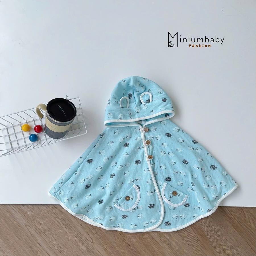 ACCD1- áo choàng cánh dơi cho bé dày cừu xanh