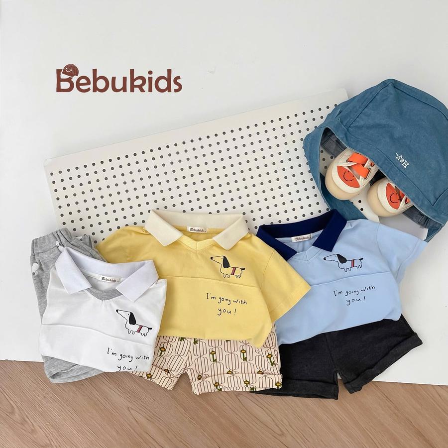 SB2336- bộ polo cộc tay in chú cún, i'm going with you