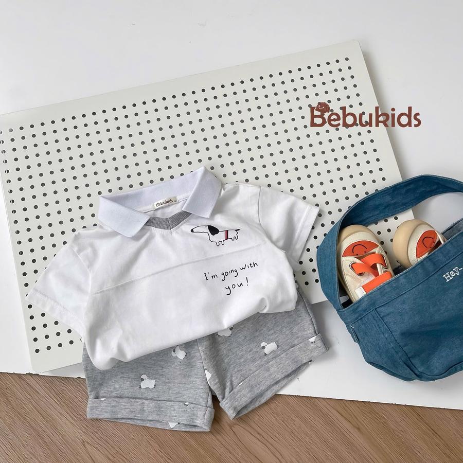 SB2336- bộ polo cộc tay in chú cún, i'm going with you