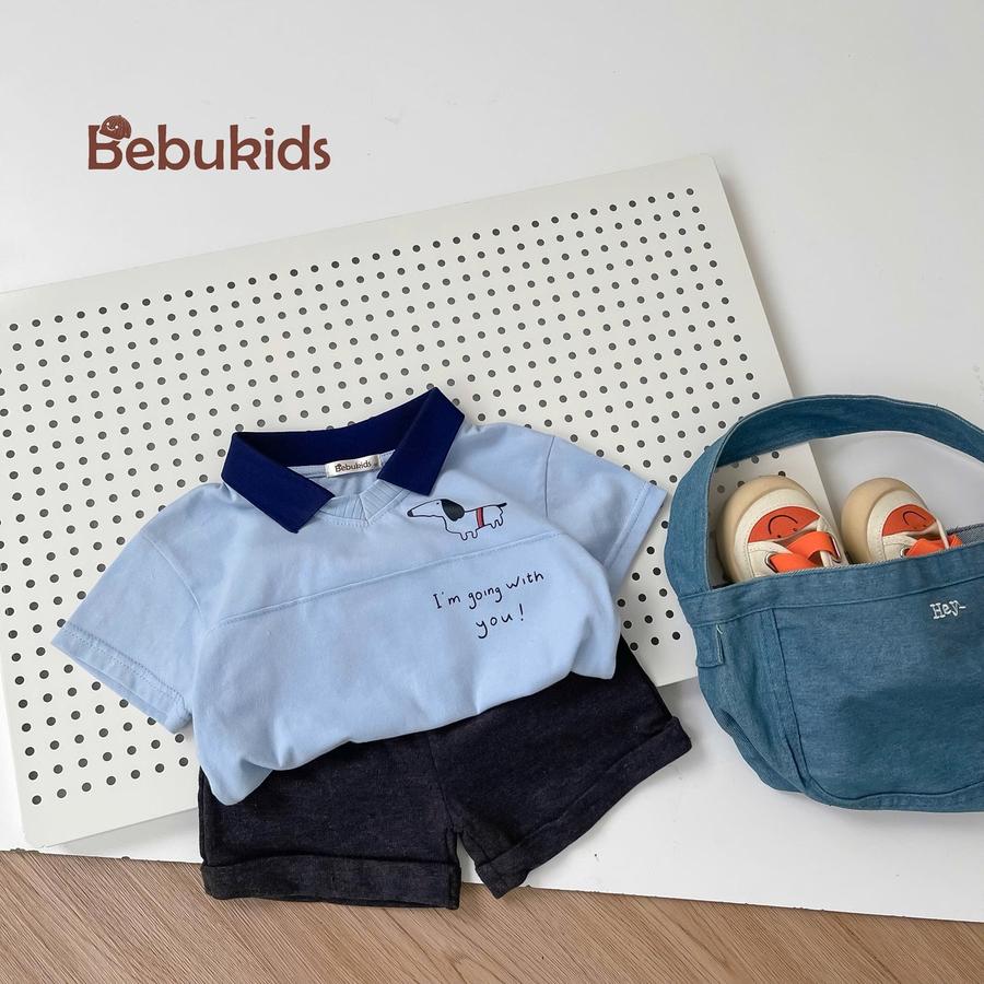 SB2336- bộ polo cộc tay in chú cún, i'm going with you