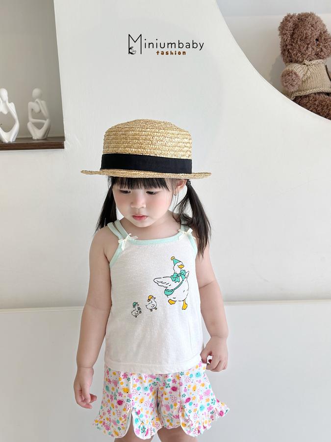 SB2359- bộ 2 dây bé gái in đàn vịt