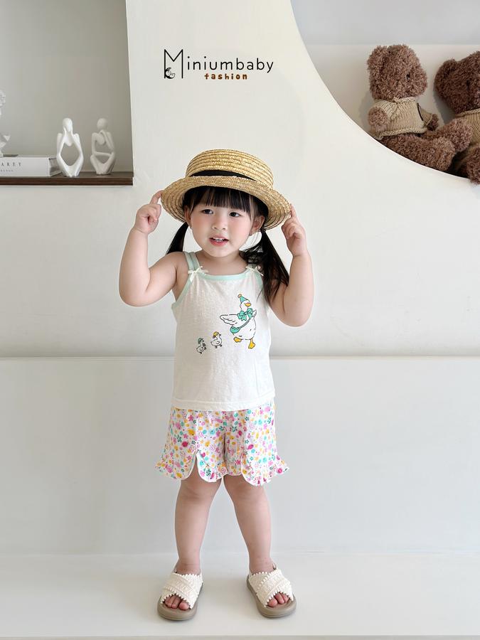 SB2359- bộ 2 dây bé gái in đàn vịt