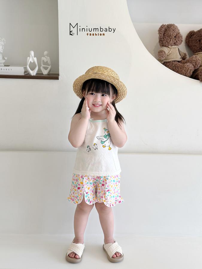 SB2359- bộ 2 dây bé gái in đàn vịt