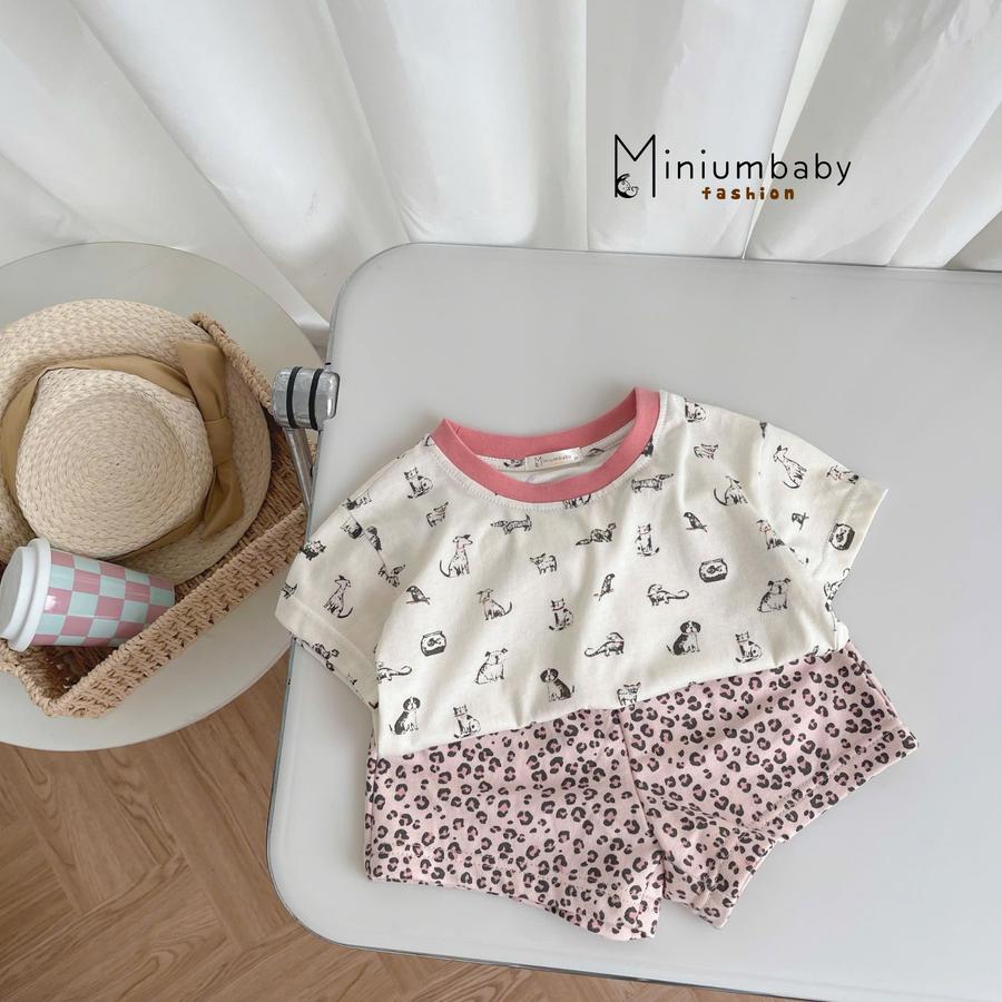 SB2300- bộ cộc phối cổ, áo in động vật phối quần da báo cổ hồng