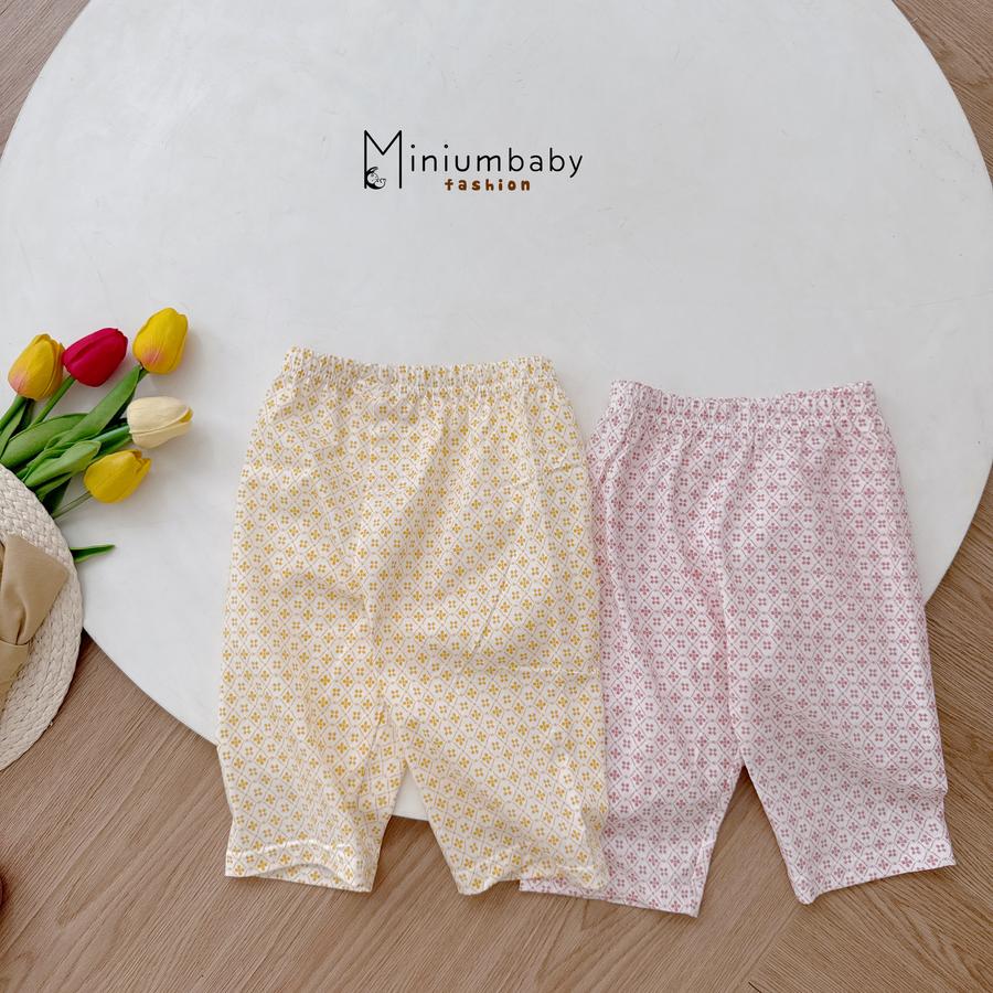 SB2105- bộc cộc cổ sen phối viền cổ, quần lửng hoa