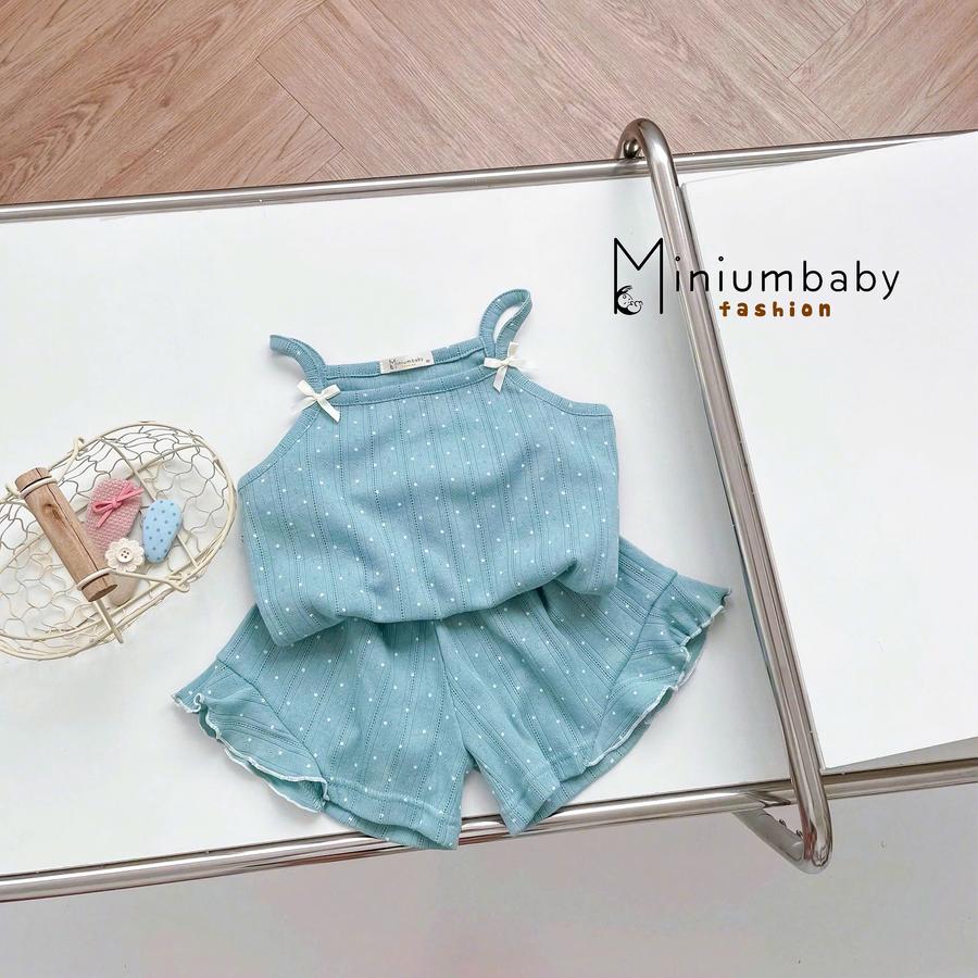 SB2405- bộ hai dây bé gái họa tiết đính nơ