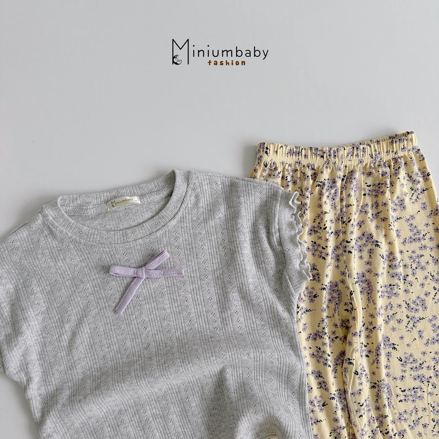 SB2397- bộ sát nách quần lửng hoa tim đính nơ