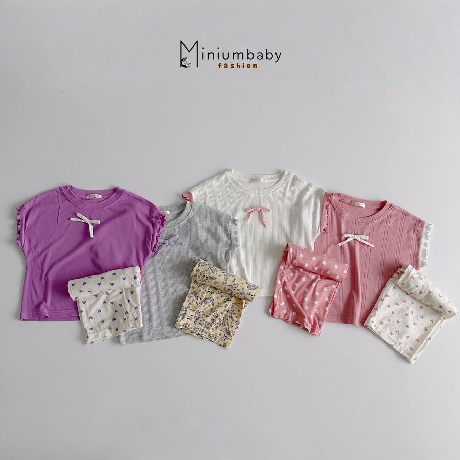 SB2397- bộ sát nách quần lửng hoa tim đính nơ