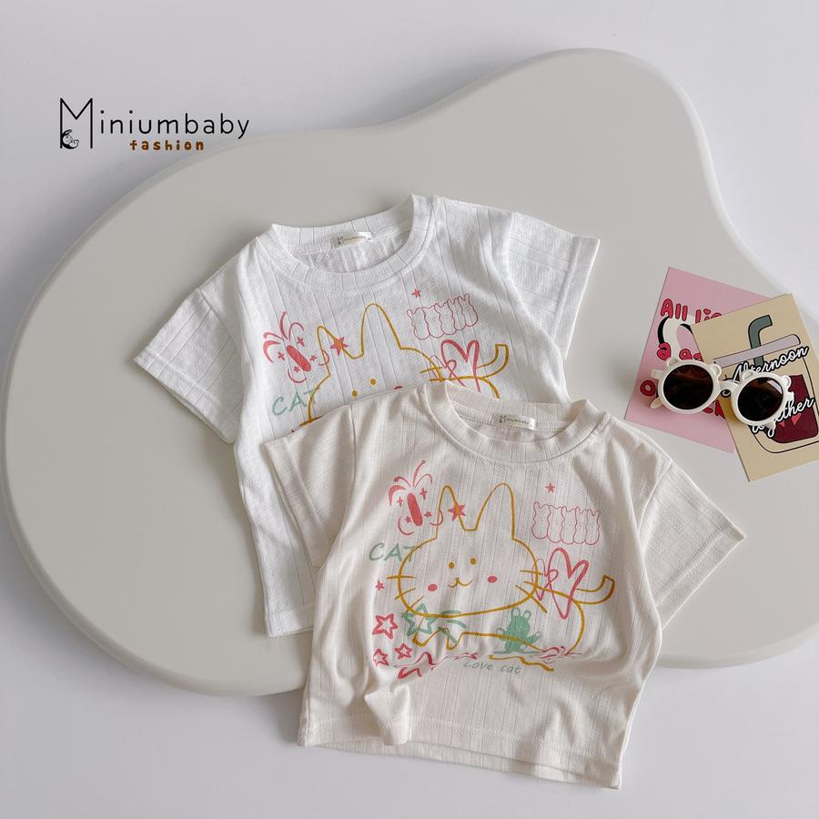 SB2396- bộ cộc quần lửng bé gái in mèo phối quần tim