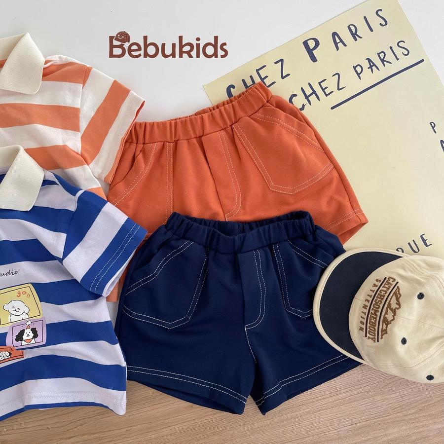 SB2382- bộ polo kẻ gang to in ô vuông cún