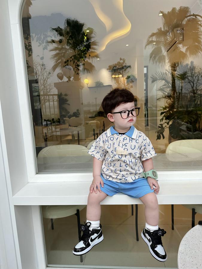 SB2235- bộ polo phối cổ thân in chữ