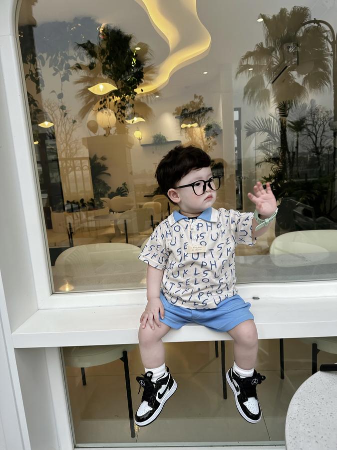 SB2235- bộ polo phối cổ thân in chữ